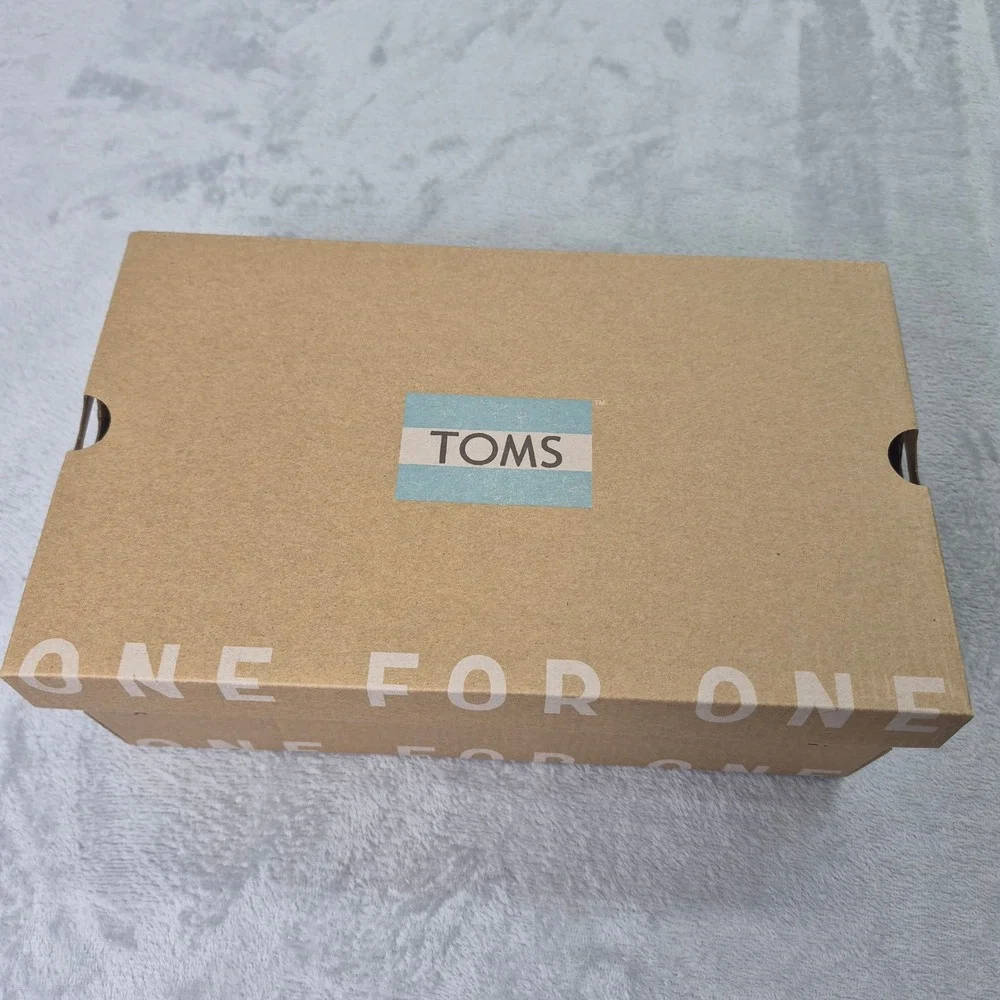 TOMS Alpargata Espadrille Black White Striped Canvas Slip On Shoes Women 10
